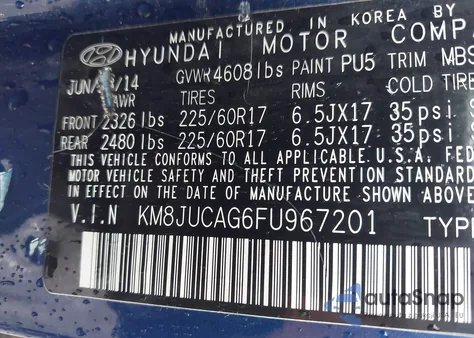 2015 Hyundai Tucson Se z USA, uszkodzony, nr VIN KM8JUCAG6FU967201